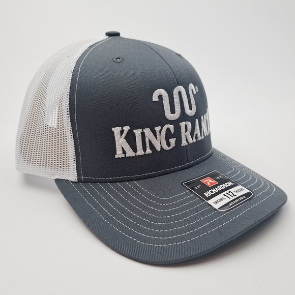 King Ranch Richardson 112 Trucker Mesh Snapback Cap Hat Gray & White - Picture 3 of 4